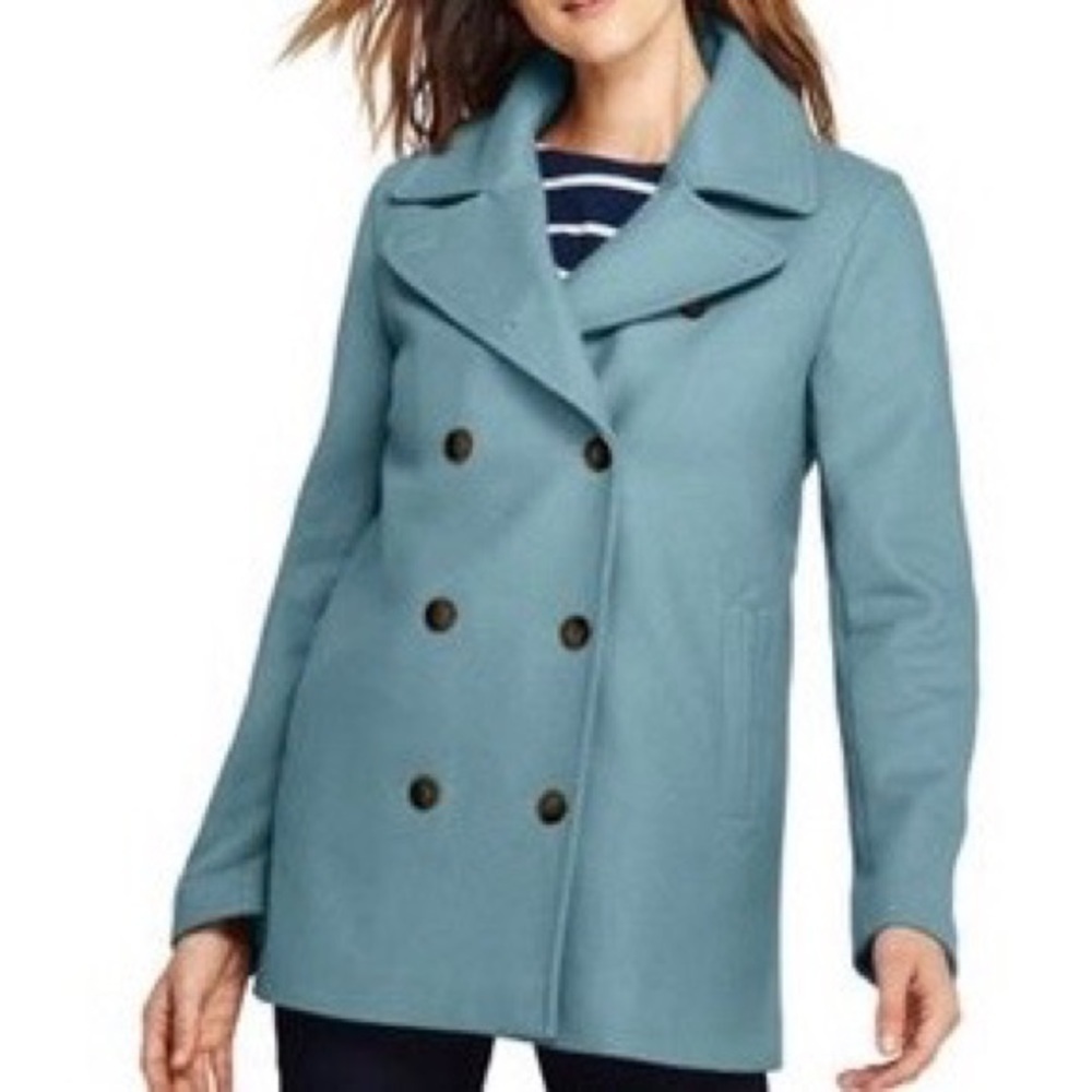 Lands End Blue Wool Peacoat - Picture 1 of 5